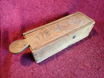 dated 1782  ANTIQUE HANDMADE WOOD BOX with LID PRIMITIVE FOLK ART SWEDEN SWEDISH - Image 1 of 4