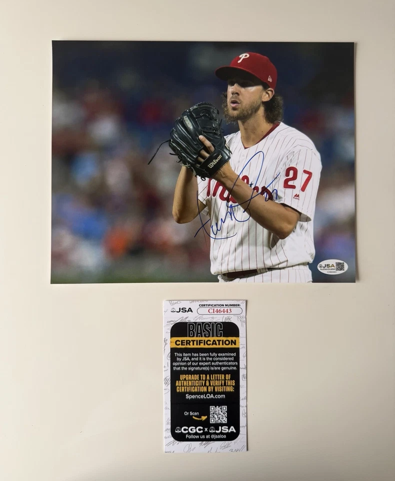 Aaron Nola Philadelphia Phillies Autographed 8x10 Photo JSA COA - Image 1 of 1