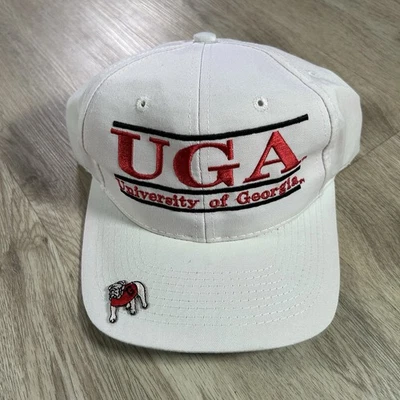 VTG Georgia Bulldogs Snapback Hat College NCAA The Game Bar Line White Cap - Image 1 of 4