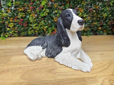 SANDICAST LARGE SPINGER SPANIEL SCULPTURE FIGURINE BLACK & WHITE SANDRA BRUE ‘87 - Image 1 of 4