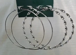 Wild Fable Silver 4 inch Extra Large Hoops Set of 2 - Imagen 1 de 3