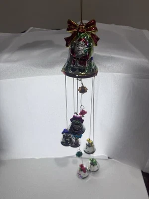 Enfeite de sino cintilante Avon com sinos porcelana 1998 vintage com caixa - Imagem 1 de 4