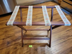 Vintage Holz faltbar Gepäck Koffer Gepäckträger Gobelin Stränge H 20"x B 14,5"x L 23,5" - Bild 1 von 14