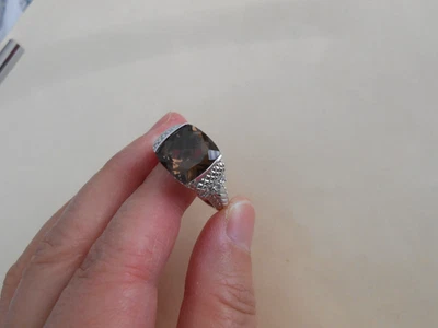 Anillo Judith Ripka Plata Esterlina Topacio Ahumado Diamonique Talla 9 Foto 1 de 4
