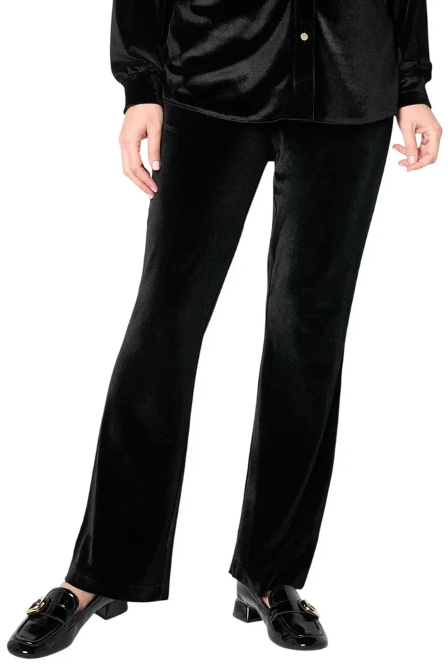 Isaac Mizrahi Live! Pantalones de terciopelo negro tallado Selma Blair X Foto 1 de 1