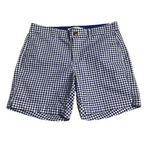 Old Navy Damenshorts Größe 8 Alltagsshorts blau Gingham kariert mittlerer Bund Reißverschluss Hosenschlitz - Bild 1 von 9