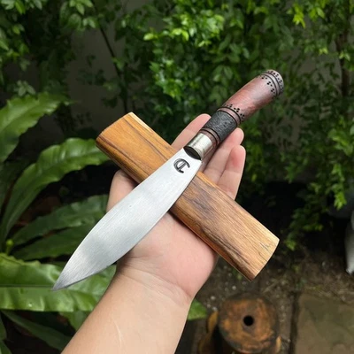 Handmade Nessmuk camp pocket knife 6” forged blade, Rosewood handle&Teak pod - Image 1 of 4