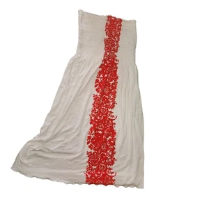 Ellen Weaver Damen Sommerkleid mit elastischer Brust Größe M weiß mit rot - Bild 1 von 4