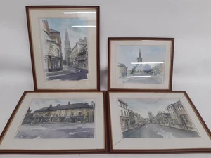 Set of 4 Framed Ashcroft Watercolour Prints of English Street Scenes - Picture 1 of 6