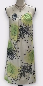 Vintage Vanity Fair Womans S Slip Dress Festival Green Abstract Floral Tropical - Picture 1 of 9