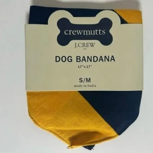 NWT J.Crew Crewmutts Rugby Stripe Yellow and Blue Dog Bandana Small or Medium - Picture 1 of 4