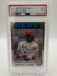 Topps Heritage Elly De La Cruz 2024 cromo-plata 473 SP RC 309/375 rojos PSA 9 - Imagen 1 de 3