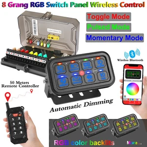 Wireless Bluetooth RGB 8 Gang Switch Panel ON-OFF Strobe Control System CAR BOAT - Picture 1 of 19