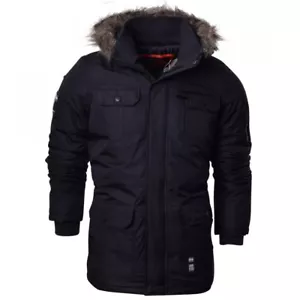 Abrigo de invierno acolchado con capucha de piel de peso pesado para hombre Crosshatch - Imagen 1 de 10
