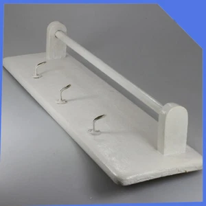 old rare vintage white Wall Hanging Towel Bathroom Wooden Hanger Rail Hooks - Picture 1 of 5