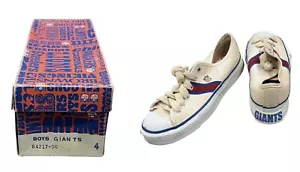 Vintage 1970's New York Giants Football Team Goodyear Gold Seal Boys Shoes Sz 4 - Picture 1 of 10