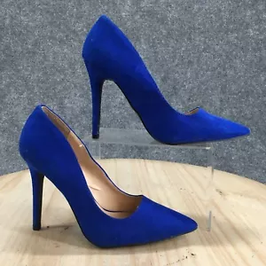 Charlotte Russe Heels Womens 7 Slip On Pointed Stiletto Pumps Blue Faux Suede - Picture 1 of 19