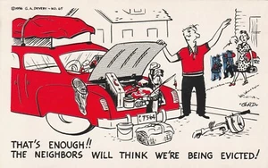 Humor Comic Familie auf dem Weg in die Sommerferien Vintage Souvenir Postkarte - Bild 1 von 2