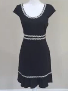 Betsey Johnson vintage black dress with black and white accents size 6 - Picture 1 of 15
