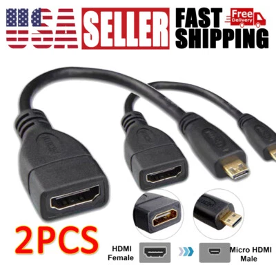 Micro HDMI Type D Male To HDMI Type A Female Cable Adapter Converter Connector - Image 1 of 4