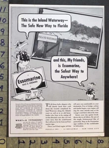 1936 DR SEUSS GEISEL ESSOMARINE MOTORBOAT WATERWAY FLORIDA CARTOON AD FC3910* - Picture 1 of 1