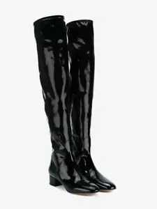 Valentino Garavani Thigh High Over The Knee Black Patent Leather Boots-Sz 40-New - Picture 1 of 10