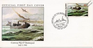 1942 WWII CONVOY PQ-17 DESTROYED / British Merchant Navy Ships Stamp FDC - Picture 1 of 3