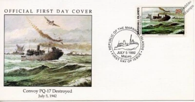 1942 WWII CONVOY PQ-17 DESTROYED / British Merchant Navy Ships Stamp FDC - Image 1 of 3