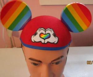 New Disney Parks Disney Mickey Hat Ears Rainbow Pride Adult One Size NWT - Picture 1 of 3