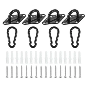 4 Pcs Pad Eye Plate, 3.1 Inch Stainless Steel Ceiling U Hooks with Screw, Black - Picture 1 of 6