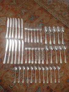 Juego de 46 piezas WM. Placa de plata internacional Rogers & Son China Enchanted Rose - Imagen 1 de 10
