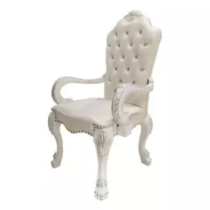Pemberly Row 20" Faux Leather/MDF Arm Chair in Bone White (Set of 2) - Picture 1 of 7