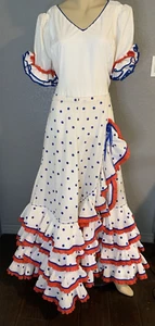 Vintage Handmade Authentic Flamenco Dress Gypsy Frida Cosplay Three Layer Skirt - Picture 1 of 14