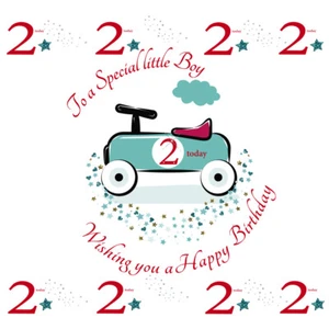 Tarjeta de segundo cumpleaños para un niño pequeño - 2 hoy - 15 x 15 cms - diseño apresurado - Imagen 1 de 3