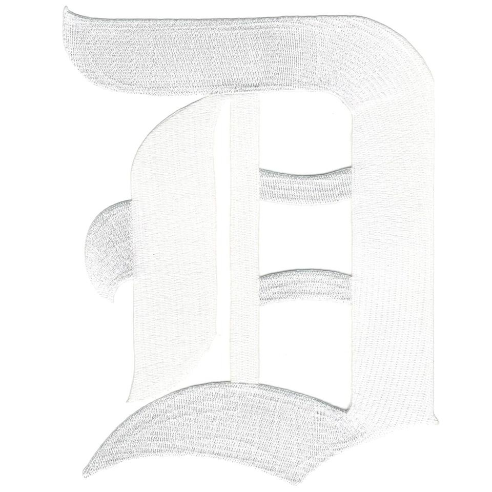 White Old English Letter D Patch Embroidered Cut out Iron on Sew on (7" in) - Image 1 of 1