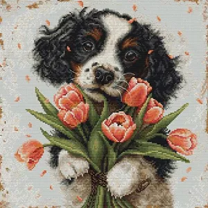 Luca-S Cross Stitch Kit - The Cocker Spaniel Puppy BU5067 - Picture 1 of 2