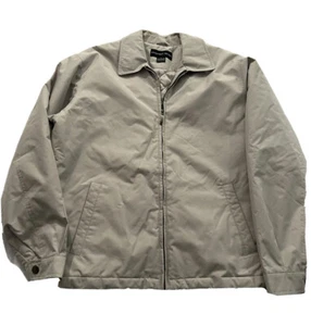 Geoffrey Beene Size M Coat Length 28” Zip Poly Quilted Gray Pocket Zip #ST14 - Picture 1 of 5