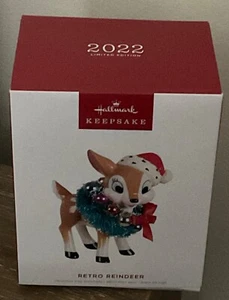Hallmark Retro Reindeer Limited Edition Porcelain Keepsake Ornament 2022 New - Picture 1 of 2
