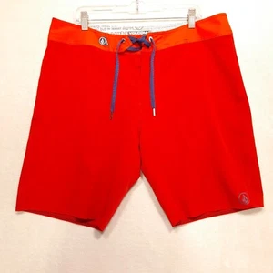 Volcom Mens Cinch Fly 38th St. Board Shorts Sz.38/Red Orange 4 Way Stretch - Picture 1 of 9