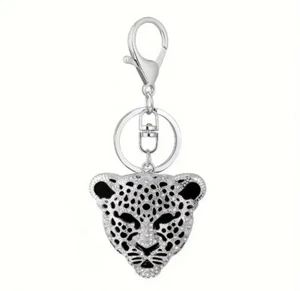 Portachiavi leopardo / natura / animali / regalo / strass / argento - Foto 1 di 3