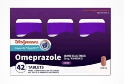 Comprimidos de liberación retardada de omeprazol 42 tabletas 20 mg 24 horas reductor de ácido acidez estomacal 1/26 Foto 1 de 4
