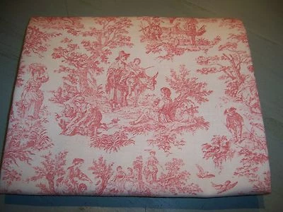 Waverly Tablecloth Pink White Rustic Life Pastoral Toile Cottage Chic 100%Coton  - Image 1 of 4