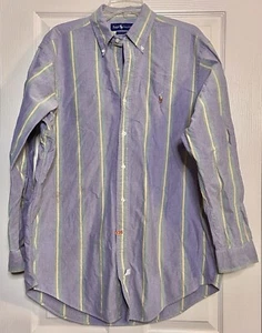 Vintage Polo Ralph Lauren Oxford Hemd Pastellfarben Block Streifen Knopf 16 1/2-33 - Bild 1 von 4