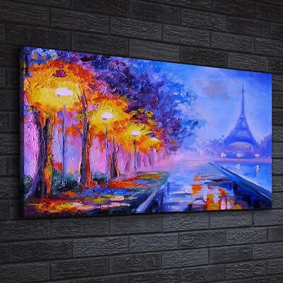 Canvas Wandbild Leinwand Bilder 140x70 Gemälde des Eiffelturms Frankreich - Bild 1 von 4