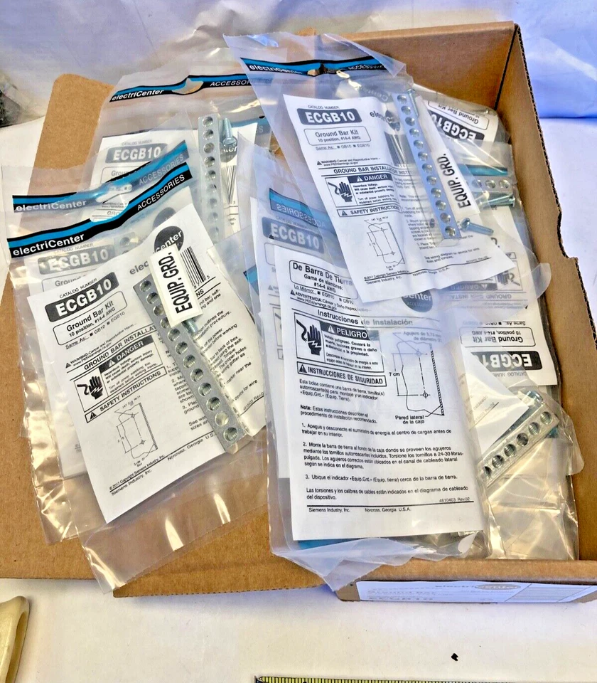 Siemens 10 Position Terminal Ground Bar Kit  ECGB10 GB10 EGB10 #14-4 AWG Lot 25 - Image 1 of 4