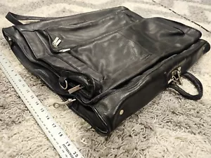 Beautiful GARMENT BAG LEATHER Luggage Travel Suit Tux Bag Black - Picture 1 of 6
