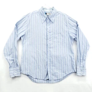 Fink Clothing Shirt Mens Large Blue White Striped Cotton Long Sleeve Button-Up - Picture 1 of 10