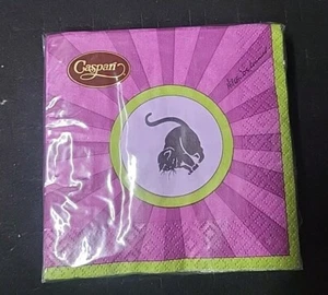 Caspari Paper Napkins - One Package of 20 Triple-Ply - Kitten Pattern Purple/Gn. - Picture 1 of 1