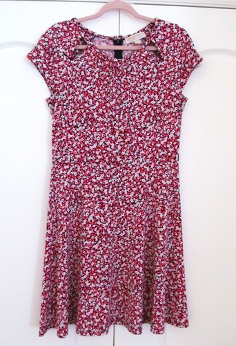 Abito Michael Kors medio elasticizzato maglia opaca rosa floreale dettaglio svasato