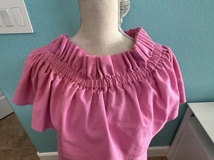 Bright Pink Ruffle Top Dress Size Medium w/on or off shoulder Option - Picture 1 of 8